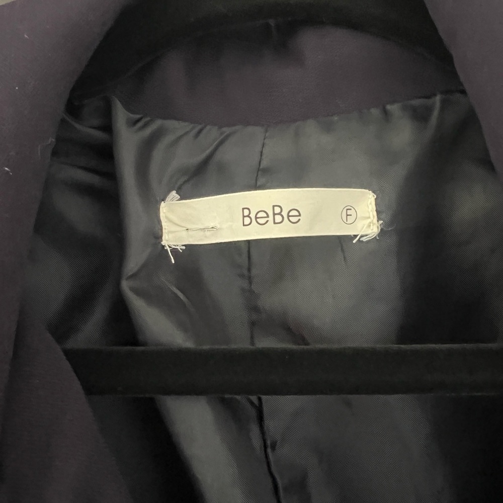 BEBE Navy Asymmetrical Zip Coat - Picture 5 of 9